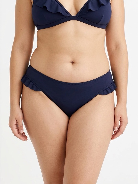 J. Crew Other - J Crew Womens Size 3X Navy Blue Black Lined Ruffled Sides Bikini Swim Bottoms